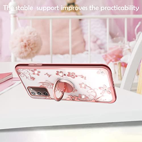 Caso para Galaxy Note 20, Butterfly Butterfly Girls Telefone Caso de silicone macio para meninas mulheres, tampa de pára -choque