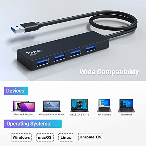USB Hub, Tymyp 4 porta USB 3.0 Hub para MacBook, MacBook Pro/Air, Mac, Laptops Windows e outros dispositivos compatíveis
