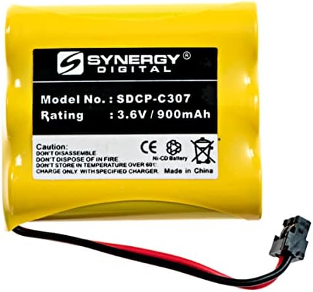 Baterias de telefone sem fio Synergy Digital, trabalha com Panasonic KX-TSC55B Phone sem fio, o combo-pacote inclui: 2 x baterias SDCP-C307