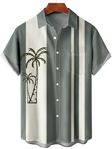 Camisa havaiana para homens, camisas vintage para homens listrados camisa de manga curta de verão combinando tampos de praia