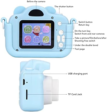 Câmera Socobeta Toddler, Operação de desenho animado fofo Multifuncionação de câmera de alta definição para crianças com cordão para