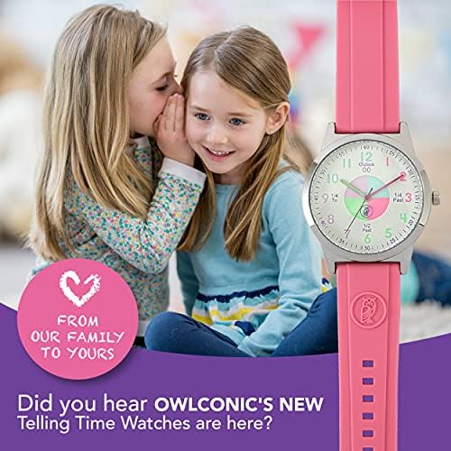 Owlconic Kids Watch - Relógios analógicos para crianças - Meninas e meninos Relógios de 7 a 10 anos, relógios para crianças de 8 a 12 anos, Kids Analog Watch Time Time ensinando ferramenta, relógios de presente para meninas e meninos