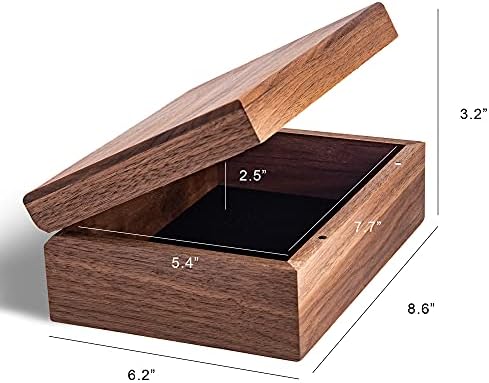 Caixa de madeira com tampa articulada - caixa de armazenamento de madeira grande com tampa magnética - caixa de armazenamento de madeira retângulo - caixa de lembrança marrom - caixa de madeira decorativa com tampas - caixas de esconderijo - acabamento em nogueira