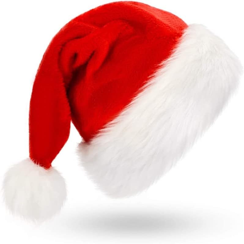 Narcnton Santa Hat para crianças adultas Ano Novo Hapéu de Natal com forro de lenço de lenço de cachecol longo Longo Chapéu de Natal decoração festiva