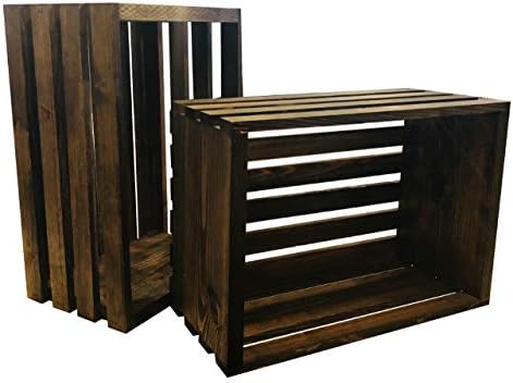 Mowoodwork Conjunto de 2 17x12x7 caixas de madeira com essa aparência vintage