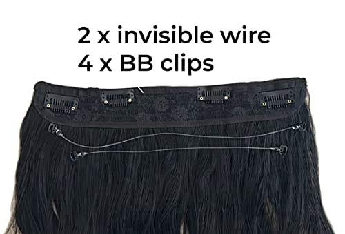 LK Bunana Long Wavy Wavy Invisible Wire Hair Extensions com bandeira transparente ajustável clipe preto natural em cabelo 20 polegadas para mulheres