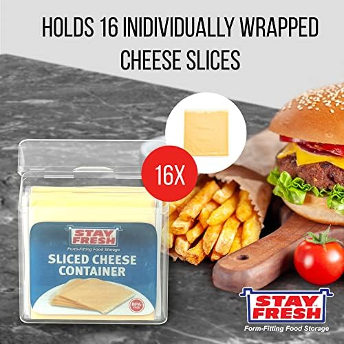Recipiente de armazenamento de fatia de queijo americano - Fique fresco suporte de fatia de queijo de plástico claro que é