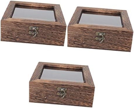 Zerodeko 3pcs caixa de casa amostra de madeira rústica Diy Concluído Colecionáveis ​​Casos de memória de envelhecimento do tipo