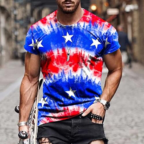 Plus Tamanho 4 de julho Tops para homens Patrióticos Camisetas Crewneck Day Tops Tops American Flag Print Holiday Blouse