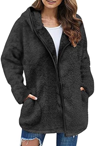 Moda feminina de moda casual espessada de pelúcia cardigã de manga comprida casaco de luxo de lã de lã Hardware