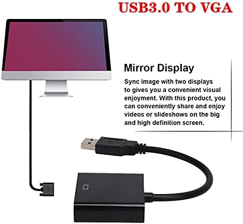 Sanpyl USB3.0 para VGA Converter, cabo de adaptador HD 1080p 5Gbps, cartão de vídeo externo de 15 pinos para laptops, desktops,
