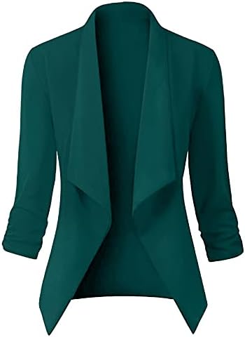 Mgbd diyago blazer para mulheres 3/4 manga cardigan moda office casual slim fit caut de lapela estampa elegante vestimenta