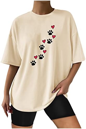 Pomada de cachorro amor t-shirt t-shirt t-shirt top womens manga curta colheita de colméias relaxadas cães de cachorro amante amante túnicas de camiseta casual