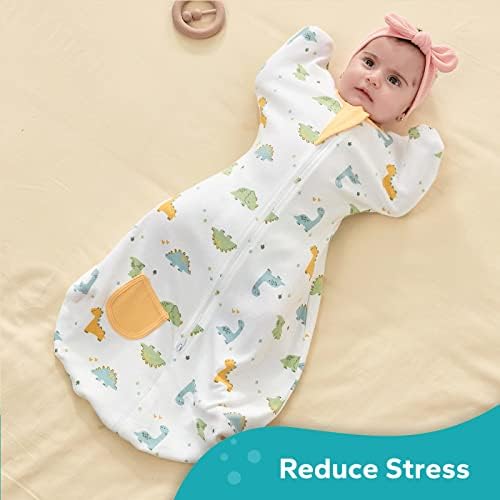 Baby Baby Swaddle Transition Surfra com braços acima do cobertor de algodão algodão vestível com zíper de 2 vias 0,5 TOG SACK leve leve para o recém-nascido infantil 0-3/3-6/6-9 meses