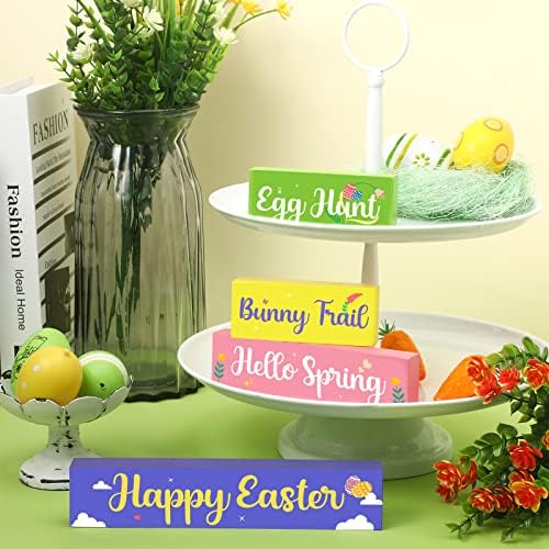 4 peças Tabela de páscoa decoração de páscoa feliz mesa de primavera de páscoa de páscoa coelhinho decoração de bandeja de camadas