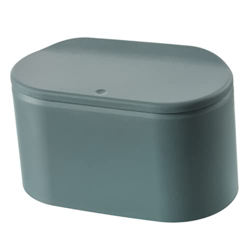 Zerodeko 1pc Tampa de contêiner grande desperdício de banheiro verde de banheiro verde Desktop para lata de plástico Capa de cozinha de cozinha Betas de prensa de prensa bancos de lixo quadrado bancada oval