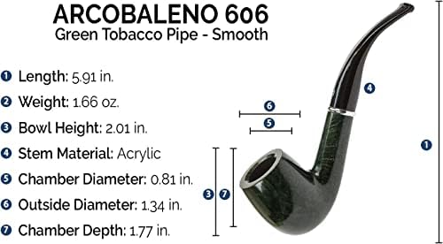 Savinelli Arcobaleno - tubo de tabaco verde, cachimbo de fumantes de madeira, cano italiano feito de madeira para fumar