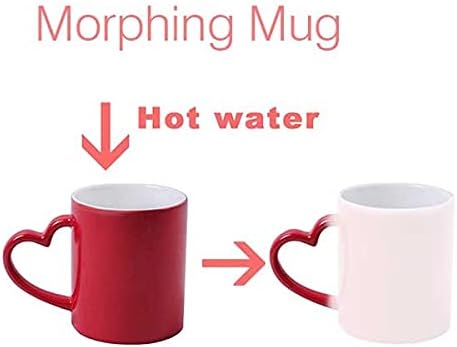 Coração do Dia dos Namorados Linhas duplas de calor caneca sensível a rubor vermelho copo de grés de cor vermelho