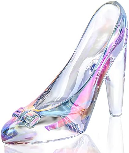 Cinderela de vidro chinelo, decoração de sapatos de cristal de cristal transparente colorido, ideal para decoração de festa
