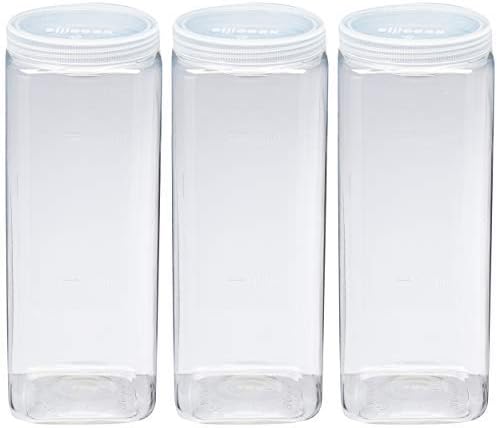 Jarra de plástico transparente de silicook, conjunto de 3 - quadrado, transparente, recipiente de armazenamento de alimentos,