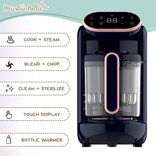 Brushinbella Baby Food Maker - Processador de alimentos para bebês ergonômico com bandeja de sopa - liquidificador de comida de 5