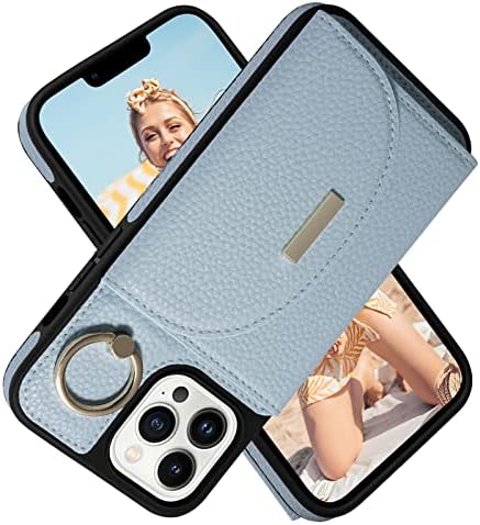 Caso Keallce para iPhone 13 Pro Max 6.7 '' 2021, capa de carteira de flip com slots de cartão, suporte do suporte do anel Kickstand,