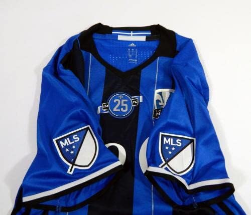2018 Montreal Impact Michael Azira #32 Game usado Jersey azul assinado 25 Patch M 8 - camisas de futebol autografadas