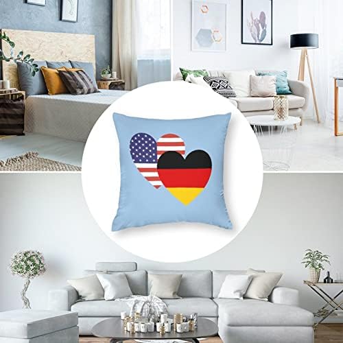 Alemanha American Heart Flag Square Trophas Candes Capas de almofada de poliéster Tampe capas de travesseiro para decoração de sofá