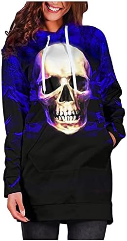 Uofoco Ruched Tunic Ladie's Crewneck Skull Skull Sleeve completa Pullover de golfe Poliéster Lightweight Solta Autumn