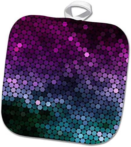 3DROSE Cool Abstract Pattern de hexágonos de rosa, violeta, turquesa. - Potholders