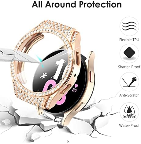 Fullife Vife 6-Pack TPU Bumper Compatível com Samsung Galaxy Relógio 5 Protetor de tela 40mm, Crystal Diamond Bling Case
