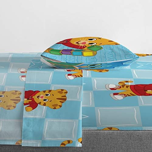 Daniel Tiger's Neighborhood Tiger Trolley 4 peças Conjunto de camas para crianças - inclui roupas de cama de consolador e lençol