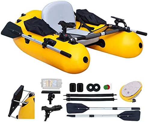 XPROUTDoor Tubo de flutuação de pesca inflável com tiras de mochila ajustáveis, bolsos, régua de peixe, bomba, remo, suporte da haste,