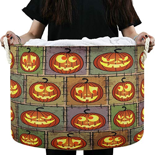 VISESUNNY Storage Basket Halloween Passeio gasto com abóboras engraçadas cesto cesto de lona de tecidos Organizador