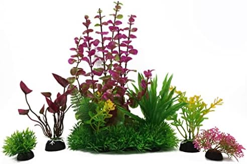 Mabes Warehouse Heiroom Garden Aquarium Simulação Planta plástica - Plantas de tanque de peixes de plástico artificial, decoração de paisagismo artesanato para todos os peixes