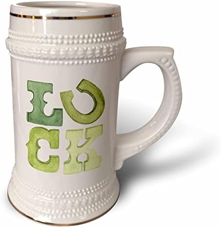 3drose St Patricks Day Imagem da Word Green Luck Word. - 22 onças de caneca