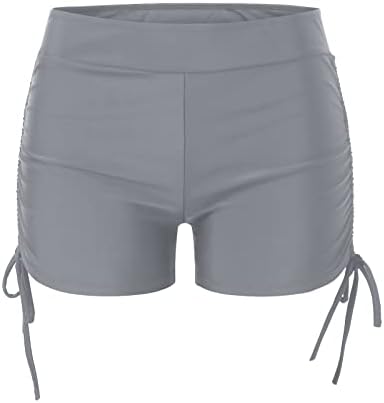 Shorts de natação para mulheres na cintura alta rápida seca coloração de coloração shorts shorts amarre shorts de banho de praia lateral para mulheres