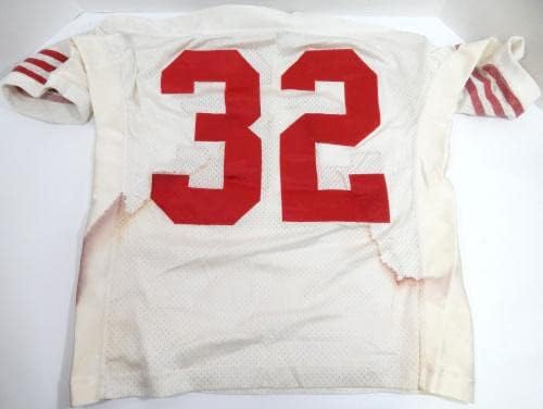 No final dos anos 80, no início dos anos 90, o jogo San Francisco 49ers #32 usou Jersey White 712 - Jerseys não assinados da NFL usada
