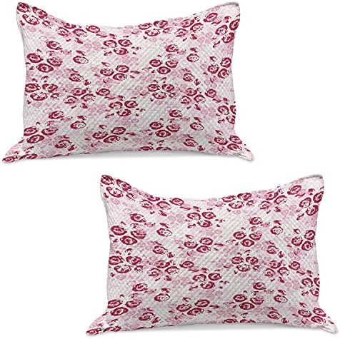 Cobertina de travesseira de malha marrom lunarável, padrão de jardim de primavera com rosa inglesa Blooms Romântico Resumo, Capa padrão de travesseiro de tamanho queen