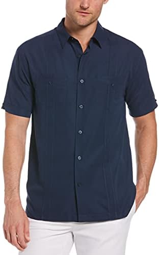 Camisa de botão de manga curta de dois bolsos de dois bolsos de Cubavera