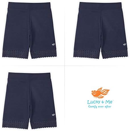 Lucky & Me Girls Bike Shorts, Mistura modal de algodão super macio com acabamento em renda, pacote Jada 3