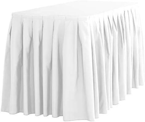 LinentableCloth 21 ft. Salia de mesa de poliéster de acordeão de acordeão branca
