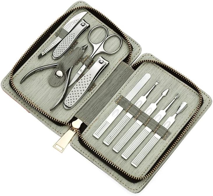 Slsfjlkj 10 PCs Kit de cuidados com unhas de aço inoxidável para o kit de helicóptero de pedicure de manicure profissional
