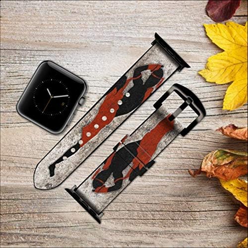 CA0382 MUAY THAI Kickboxing Art Marcial Leather & Silicone Smart Watch Band Strap Para Apple Watch Iwatch Tamanho 38mm/40mm/41mm