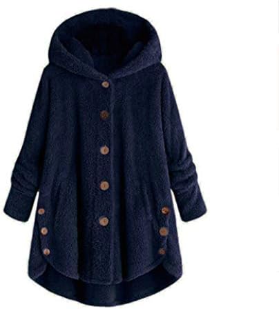 Favipt Women Winter Winter Flowie Coat Sherpa Sweatshirt Plus Tamanho de Manga Longa Pullover de Pullover com bolsos