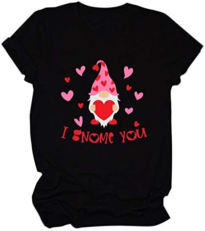 Camisa do Dia dos Namorados para mulheres adora estampa de coração tampas de manga curta