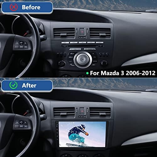 Android 11 estéreo de carro para Mazda 3 2006-2012 com link de espelho iOS/Android, 9 polegadas HD 1080p TouchScreen Car Radio