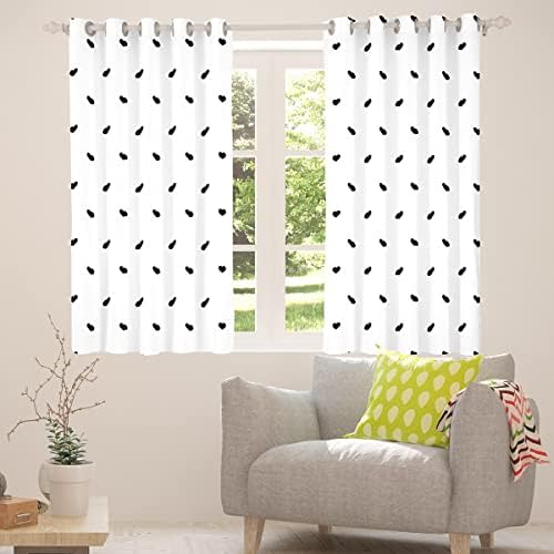 Cortinas de janela preta branca erosébrida cortina de coração fofo de desenho animado feminino amor geométrico cortinas de janela