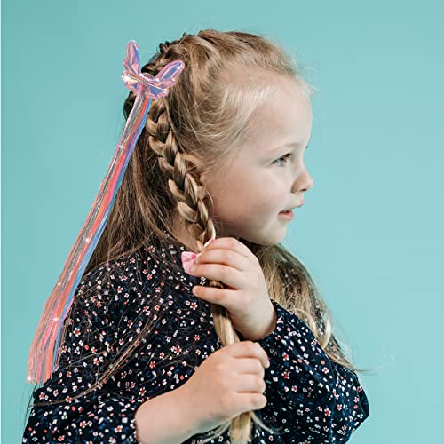Little World 6 PCs Clipes de cabelo para meninas, extensões de cabelo arco -íris para crianças, acessórios para cabelos de menina colorida, clipes de cabelo unicórnio para meninas crianças rabos de cavalo