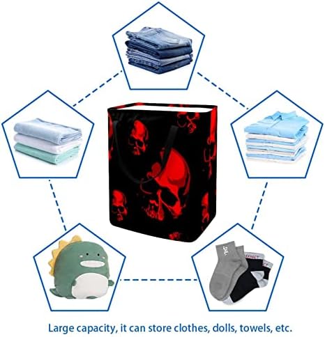 Red Horror Skull Print Print Collapsible Laundry Horse, 60l de lavanderia à prova d'água de lavagem de roupas de roupas